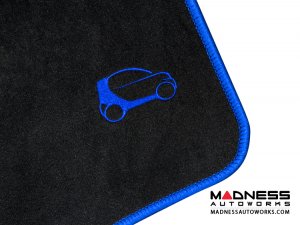 smart fortwo Floor Mats - 453 model - Blue Binding w/ smart silhouette
